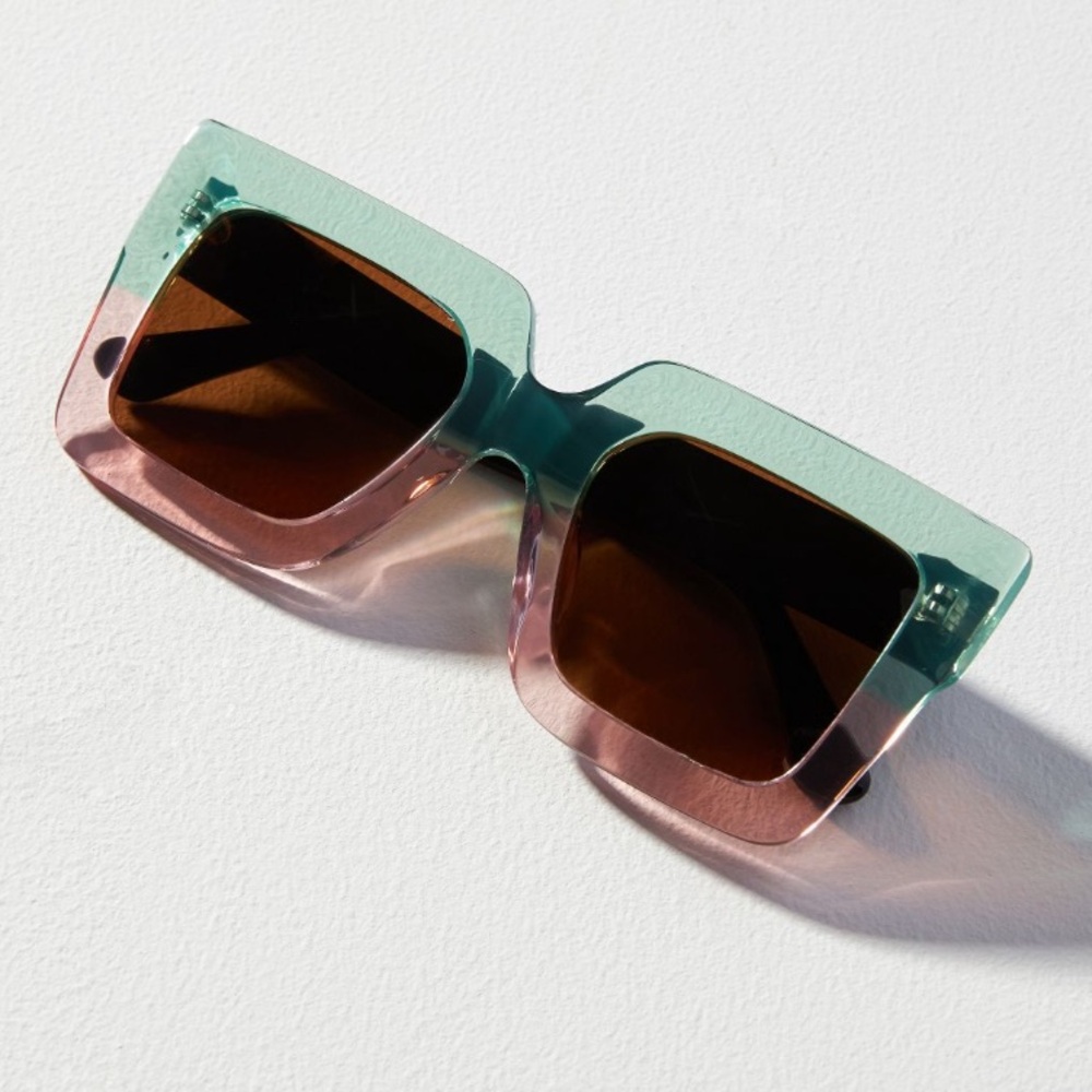 Elite Eyewear Square Cat Eye Color block sunglasses. For Anthropologie NWT